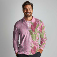 Women's Day Samoa Malu Tattoo Inspired Mix Teuila Long Sleeve Polo Shirt Rose Pink