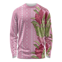 Women's Day Samoa Malu Tattoo Inspired Mix Teuila Long Sleeve Shirt Rose Pink