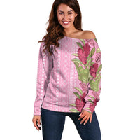 Women's Day Samoa Malu Tattoo Inspired Mix Teuila Off Shoulder Sweater Rose Pink