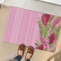 Women's Day Samoa Malu Tattoo Inspired Mix Teuila Rubber Doormat Rose Pink