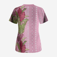 Women's Day Samoa Malu Tattoo Inspired Mix Teuila Scrub Top Rose Pink
