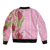 Women's Day Samoa Malu Tattoo Inspired Mix Teuila Sleeve Zip Bomber Jacket Rose Pink
