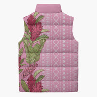 Women's Day Samoa Malu Tattoo Inspired Mix Teuila Sleeveless Puffer Jacket Rose Pink