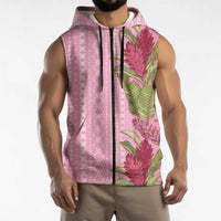 Women's Day Samoa Malu Tattoo Inspired Mix Teuila Sleeveless Zip Hoodie Rose Pink