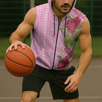 Women's Day Samoa Malu Tattoo Inspired Mix Teuila Sleeveless Zip Hoodie Rose Pink