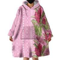 Women's Day Samoa Malu Tattoo Inspired Mix Teuila Wearable Blanket Hoodie Rose Pink