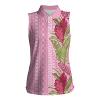 Women's Day Samoa Malu Tattoo Inspired Mix Teuila Women Sleeveless Polo Shirt Rose Pink