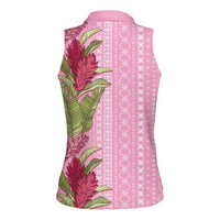 Women's Day Samoa Malu Tattoo Inspired Mix Teuila Women Sleeveless Polo Shirt Rose Pink