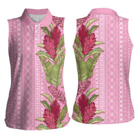 Women's Day Samoa Malu Tattoo Inspired Mix Teuila Women Sleeveless Polo Shirt Rose Pink