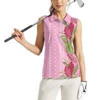 Women's Day Samoa Malu Tattoo Inspired Mix Teuila Women Sleeveless Polo Shirt Rose Pink