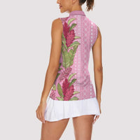 Women's Day Samoa Malu Tattoo Inspired Mix Teuila Women Sleeveless Polo Shirt Rose Pink