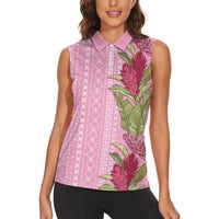 Women's Day Samoa Malu Tattoo Inspired Mix Teuila Women Sleeveless Polo Shirt Rose Pink