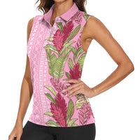 Women's Day Samoa Malu Tattoo Inspired Mix Teuila Women Sleeveless Polo Shirt Rose Pink