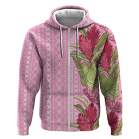 Women's Day Samoa Malu Tattoo Inspired Mix Teuila Zip Hoodie Rose Pink