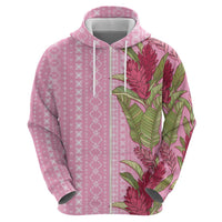 Women's Day Samoa Malu Tattoo Inspired Mix Teuila Zip Hoodie Rose Pink