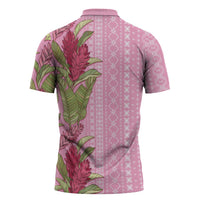 Women's Day Samoa Malu Tattoo Inspired Mix Teuila Zipper Polo Shirt Rose Pink