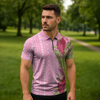 Women's Day Samoa Malu Tattoo Inspired Mix Teuila Zipper Polo Shirt Rose Pink