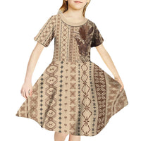 Women's Day Samoa Malu Tattoo Inspired Mix Teuila Kid Short Sleeve Dress Vintage Tapa LT7 - Polynesian Pride