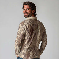 Women's Day Samoa Malu Tattoo Inspired Mix Teuila Long Sleeve Polo Shirt Vintage Tapa LT7 - Polynesian Pride