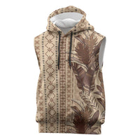 Women's Day Samoa Malu Tattoo Inspired Mix Teuila Sleeveless Hoodie Vintage Tapa LT7 Beige - Polynesian Pride