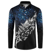 Maori Matariki Button Sweatshirt Landscape Styled Fern - Galaxy