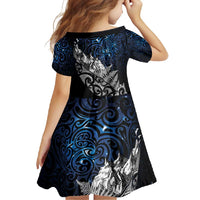 Maori Matariki Family Matching Short Sleeve Bodycon Dress and Hawaiian Shirt Landscape Styled Fern - Galaxy