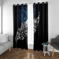Maori Matariki Window Curtain Landscape Styled Fern - Galaxy LT7 With Grommets Black - Polynesian Pride