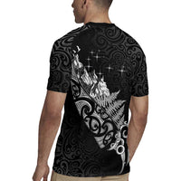 Maori Matariki Rugby Jersey Landscape Styled Fern - Monochrome LT7 - Polynesian Pride