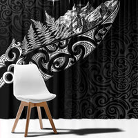 Maori Matariki Window Curtain Landscape Styled Fern - Monochrome LT7 - Polynesian Pride