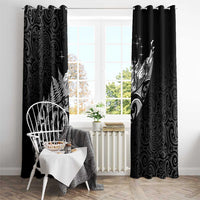Maori Matariki Window Curtain Landscape Styled Fern - Monochrome LT7 - Polynesian Pride