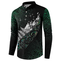 Maori Matariki Button Sweatshirt Landscape Styled Fern - Paua Shell LT7 - Polynesian Pride
