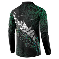 Maori Matariki Button Sweatshirt Landscape Styled Fern - Paua Shell LT7 - Polynesian Pride