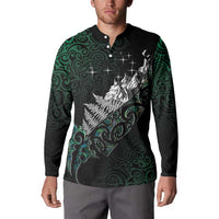 Maori Matariki Button Sweatshirt Landscape Styled Fern - Paua Shell LT7 - Polynesian Pride