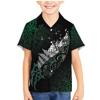 Maori Matariki Family Matching Mermaid Dress and Hawaiian Shirt Landscape Styled Fern - Paua Shell