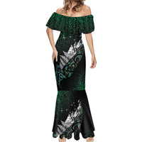 Maori Matariki Mermaid Dress Landscape Styled Fern - Paua Shell