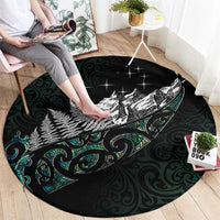 Maori Matariki Round Carpet Landscape Styled Fern - Paua Shell