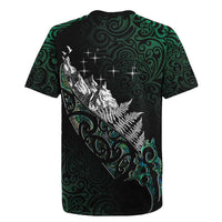 Maori Matariki Rugby Jersey Landscape Styled Fern - Paua Shell LT7 - Polynesian Pride