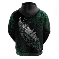 Maori Matariki Zip Hoodie Landscape Styled Fern - Paua Shell LT7 - Polynesian Pride