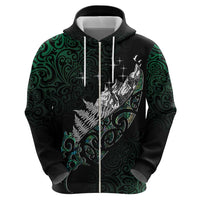 Maori Matariki Zip Hoodie Landscape Styled Fern - Paua Shell LT7 - Polynesian Pride