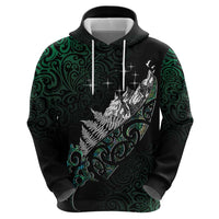 Maori Matariki Zip Hoodie Landscape Styled Fern - Paua Shell LT7 - Polynesian Pride