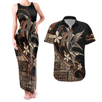 Samoa Manuia le Aso Tuto'atasi Couples Matching Tank Maxi Dress and Hawaiian Shirt Siapo Mamanu Mix Tatau Marlin