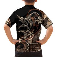 Samoa Manuia le Aso Tuto'atasi Family Matching Off Shoulder Maxi Dress and Hawaiian Shirt Siapo Mamanu Mix Tatau Marlin LT7 - Polynesian Pride