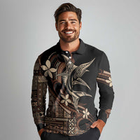 Samoa Manuia le Aso Tuto'atasi Long Sleeve Polo Shirt Siapo Mamanu Mix Tatau Marlin