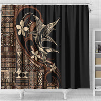 Samoa Manuia le Aso Tuto'atasi Shower Curtain Siapo Mamanu Mix Tatau Marlin