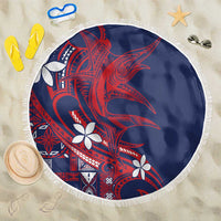 Samoa Manuia le Aso Tuto'atasi Beach Blanket Siapo Mamanu Mix Tatau Marlin - Flag Color LT7 One Size 150cm Blue - Polynesian Pride
