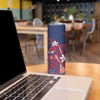 Samoa Manuia le Aso Tuto'atasi Skinny Tumbler Siapo Mamanu Mix Tatau Marlin - Flag Color LT7 - Polynesian Pride
