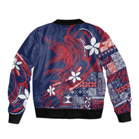 Samoa Manuia le Aso Tuto'atasi Sleeve Zip Bomber Jacket Siapo Mamanu Mix Tatau Marlin - Flag Color