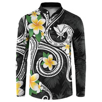 Kanaka Maoli Hawaii Plumeria Button Sweatshirt Dancing Tentacles Black Style LT7 Black - Polynesian Pride