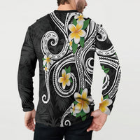 Kanaka Maoli Hawaii Plumeria Button Sweatshirt Dancing Tentacles Black Style LT7 - Polynesian Pride