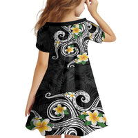 Kanaka Maoli Hawaii Plumeria Family Matching Off Shoulder Short Dress and Hawaiian Shirt Dancing Tentacles Black Style LT7 - Polynesian Pride
